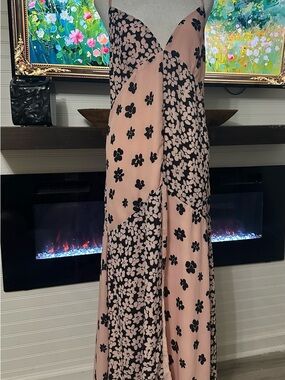 Fame and Partners Pink and Black Floral Maxi Dress